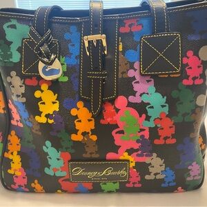 Dooney & Bourke Multicolor 2010 Wonder Mickey Silhouettes Tote With Buckle